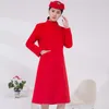 Air China stewardess overcoat women long Robe slim knee Length Coat woollen Flight stewardess Clothing Flight attendant Garment