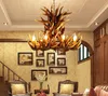 Europe Country 9 Head Candle Antler Chandelier American Retro Resin Deer Horn Lamps Home Decoration Lighting E14 110-240V