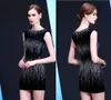 High-Quality Black Sexy Baggy Short hip Prom Dresses Round Neck Zipper New Handmade Beaded Party Cocktail Dresses HY094