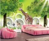 carta da parati per pareti 3 d per soggiorno Camera dei bambini mondo animale sogno giraffa muro di fondo 3D