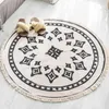 Mandala Retro Cotton Linen Round Carpet for Living Room Modern Bedroom Anti Slip Round Rugs With Tassel Floor Home Boho Carpet