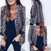 Casual Women's Leopard Print Blazer V Neck Slim Jacket Coat Vintage Outwear High Street New Fashion