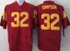 Hommes Vintage College USC Trojans Jersey Football Woods Reggie Bush Matt Barkley O.J Simpson Marcus Allen Ronnie Lott Troy Polamalu Matthews