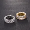 7-12 Gold Love Rings Micro Paved 2 Row Tennis Rings Zircon Hip Hop Silver Plated Finger Ring for Men Women