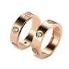 Anillo de amor de acero inoxidable de oro rosa con logotipo original Anillos de joyería para mujer Anillos de promesa de boda para hombre Compromiso de regalo para mujer Mujer