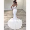 Basit Mermaid Gelinlik 2019 İlkbahar Yaz Sheer Boyun Gelinlikler Düğmeler Geri Sweep Tren Düğün Vestidos Ucuz