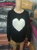 Kvinnor Hjärta Stickad Tröja Tryckt Långärmad O Neck Loose Jumper Knitwear Toppar Outwear Girls Pullover LJJO6263