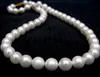 Gratis frakt Noble Smycken Round 8-9mm Vit South Sea Pearl Necklace 14k guld brosch