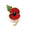1,8 calowy czerwony emalia kwiat broszka z zielonym liści UK Pamięci dzień prezenty pamiątkowe