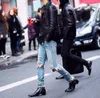 Sıcak Satış-ve Stil Siyah Deri Motoru Çizmeler Erkekler Beyler Ayakkabı Güz Kış 2017