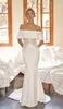 Off Shoulder Ruches Mermaid Trouwjurken Vestido de Novia Kant Satijnen Sweep Trein Bruidsjurken 2020 Robe de Mariee