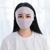 Breathable Thin Ice Silk Full Face Mask For Women UV Protection Cycling Solid Color Washable Earloop Respirator
