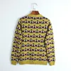 Joydu 2018 Nouvelle Piste Hiver Cardigan Vintage Rayures Jaunes Abeille Jacquard Col En V À Manches Longues Jersey Chandail Tricoté Femmes Jumper Y190822