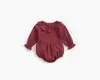 Ins Baby clothing Spring Fall 100% cotton romper Ruffle Collar Solid Color Long sleeve Girl romper Baby cuasual clothing