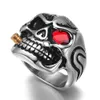 Skull tobacco pipe creative design personalized men's ring wholesale custom high end silver ring rings for men