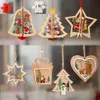 Ornamenti natalizi in legno Stella a cinque punte intagliata Albero di Natale Ornamenti per finestre Ciondolo per campana Fiocco di neve Pupazzo di neve Alce XD21170