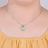 Nouvelle Mode Belle Vert Opale De Feu Tortue Pendentif Colliers Pour Les Femmes 925 En Argent Sterling Rempli Animal Collier De Mariage