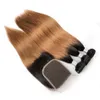 Embrasser les cheveux t 1b 30 racine noire moyenne auburn sraught ombre cheveux humains tisse 4 paquets avec fermeture en dentelle extensions de cheveux brésiliens5303949