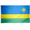 Rwanda Flag 3x5 ft Elke aangepaste stijl 90x150cm Flying Hanging RWA National Country Flag Banner Polyester Afdrukken