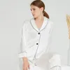 Vêtements de nuit Femmes Pijama Ensembles Satin Soie De Mûrier 19mome À Manches Longues Doux Confortable Tissu Naturel Pyjamas Robe De Nuit Pyjama De Nuit