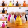 Chaud Parent hiver d'enfants Chapeau Enfant Adulte Crochet Flexibilité bonbons couleur avec fourrure boule famille Bonnet