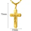 Colar masculino com corrente de ouro, joia religiosa de crucifixo de jesus, pingente para mulheres e homens, sem pescoço, 219h8354933