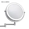 Miroir de maquillage à lumière LED grossissant de 8 "grossissement 10x pliable tactile Sn salle de bain rasage miroir lumineux mural T2001145924338