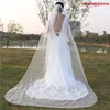 Nieuwe Hoge Kwaliteit Elegante Cut Edge White Ivory Chapel Lengte One Layer Bruiloft Sluier Legering Kam Misidingqianna Merk