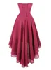 Sweetheart High Low Asymmetrische Bruidsmeisjesjurk Chiffon Ruches Party Prom Homecoming Jurken Lace-up Back288x