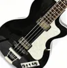 4文字列1960年代のHofner Violin Club Black Electric Bass Guitar 30 "ショートスケールの長さ、白パールピックガード