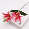 Sahte Kısa Kök Lily Çiçek 23.62 "Uzunluk Simülasyon Gerçek Dokunmatik Lilium Brownii Düğün Ev Dekoratif Yapay Çiçekler için