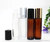 Portable 10ML MINI ROLL ON Bouteille en verre parfum PARFUM Ambre Brun BOUTEILLES EN VERRE ÉPAIS Bouteille D'HUILE ESSENTIELLE En Acier Métal Roller ball 3010