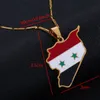 Collane con pendente con bandiera della mappa della Siria alla moda in acciaio inossidabile Collane con catena con mappa dei siriani335n