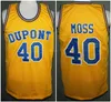 #40 Randy Moss Yellow Blue DuPont High School Basketball Jersey MENS ED Numero Numero personalizzato Maglie