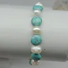 100% natural Freshwater Pearl Turquoise Bracelet 8-9mm pearl Beaded Bracelet Elastic force woman girls Bracelet 10pcs