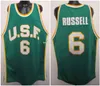 Bill Russell # 6 San Francisco Üniversitesi Retro Basketbol Jersey Erkek Dikişli Özel Herhangi Bir Numara Adları Formalar