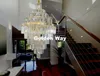 Lampadario di cristallo moderno di lusso dorato K9 cristallo per scala Hotel Lobby Doppio pavimento in cristallo D60cm Lampada a LED 100% garantito