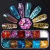 12 Griglie Glitter Nail Art Decorazioni Fette BubbleﾠButterfly Flame Nail Flakes Paillette Manicure Design fai da te Paillettes NF1617