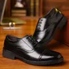 ZJNNK Men's Dress Shoes Square Toe Gentlemen Leather Shoes Trendy Business Style Slip On Fashion Men Shoes