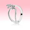 NEW Sparkling Butterfly Open Ring Women Grils Summer Jewelry for Pandora 925 Sterling Silver CZ diamond Wedding Rings with Original box
