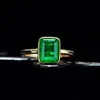 18K Color Gold Color Natural Emerald Rings para mulheres Vintage Real Prata 925 Anel Menses de joalheria de joalheria da marca Fora do Party2433