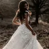 Sexy Bohemian Wedding Dress 2020 Short Sleeves Deep V Neck 3d Floral Appliques Bridal Gowns Backless Vestido De Noiva Lorie