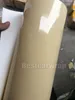 Premium Ultra Gloss khaki Ivory Vinyl Wrap Sticker Whole Shiny Car Wrapping Covering Film With Air Release Initial Low Tack Glue Self Adhesive Foil 1.52x20m 5X65ft