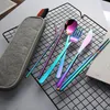 8Pcs/lot Portable Dinnerware Drinking Straw Set Stainless Steel Tableware Set Knife Fork Spoon Cleaning Brush Straws Cutlery Set ZZA2219