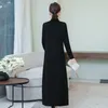 Vintage apparel long Sleeve Dress traditional Tang suit style cheongsam dress evening party long qipao gown women oriental ethnic clothing