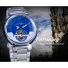 Forsining Blue Ocean Dial Retro Fashion Fashion Malkeleton Diseño para hombre Transparente Skeleton Top Marca Luxury Automatic Watches4027045