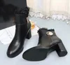 Classic Brand Womens High Heel 7cm Snow Winter Ankel Boots Runda Toes Martin Square Heel Short Cow Leather Lace Booties SZ35-40