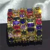 vecalon 5 Styles Eternity Ring Full multicolor 5A cz Gold Filled 925 Silver Party Wedding Band Rings for women Men Jewelry