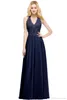 Nieuwste kanten chiffon avond elegante mouwloze a line v nek pailletten kralen top prom jurken bruidsmeisjes jurk cps912