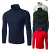 Hommes chandails 2021 mode thermique chemise décontracté hommes à manches longues coton couleur unie Stretch mince col roulé tricoté pulls